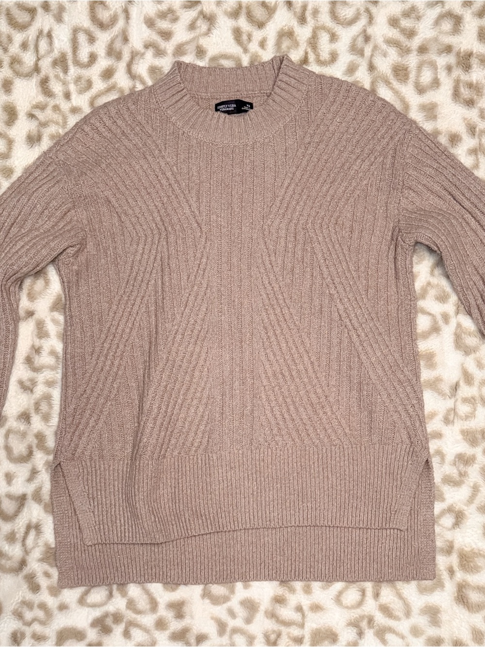 Simply Vera Wang Women’s Crewneck Cable-Knit Sweater - Taupe